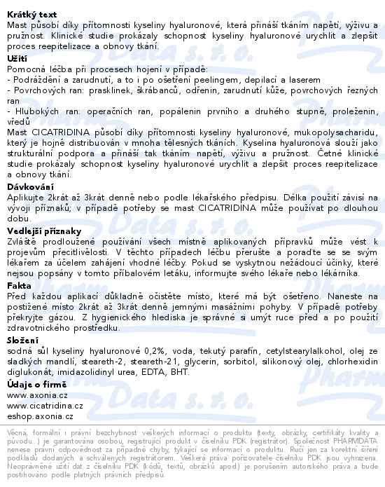 Cicatridina mast 60 g - popis