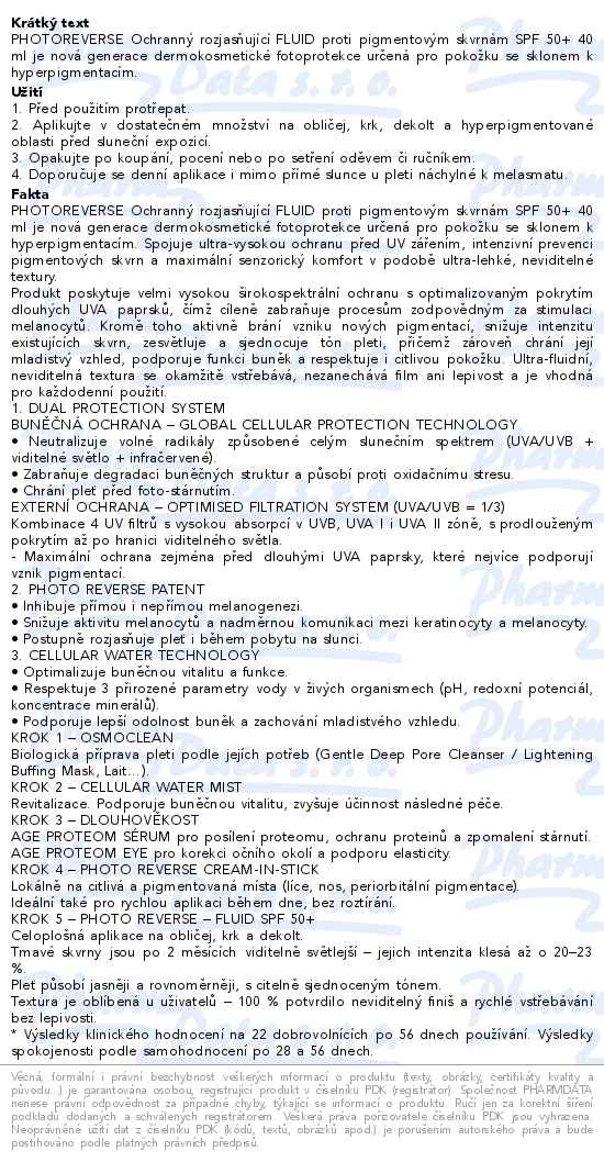 Esthederm Photo Reverse fluid SPF50+ 40 ml - popis