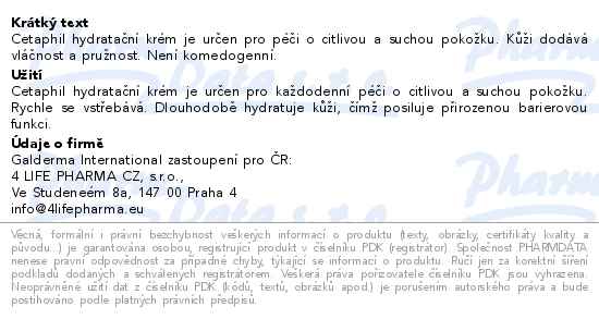 Cetaphil hydratační krém 100g - popis