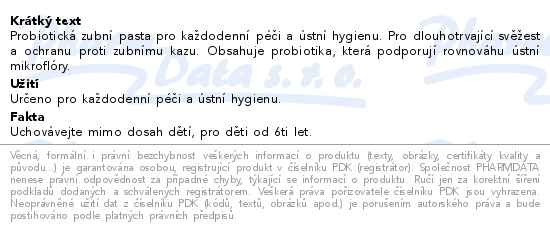 Softdent Probiotic zubní pasta 75 ml - popis