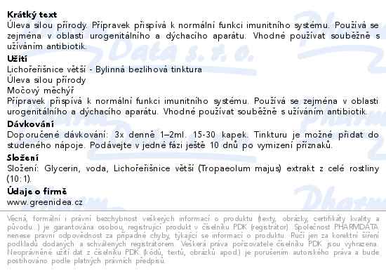 Green idea Lichořeřišnice větší bylinná bezlihová tinktura 100 ml - popis
