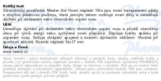 Master Aid nosní náplasti 56x17mm 30 ks - popis