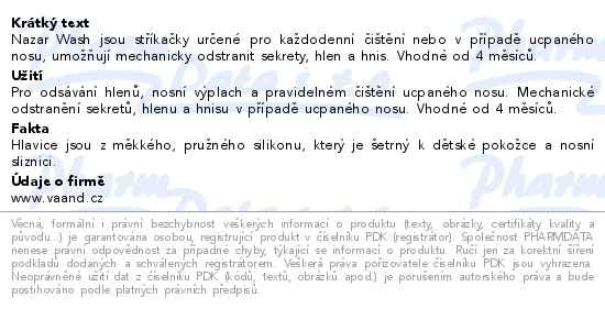 Nazar Wash Stříkačky na výplach nosu 2ks - popis