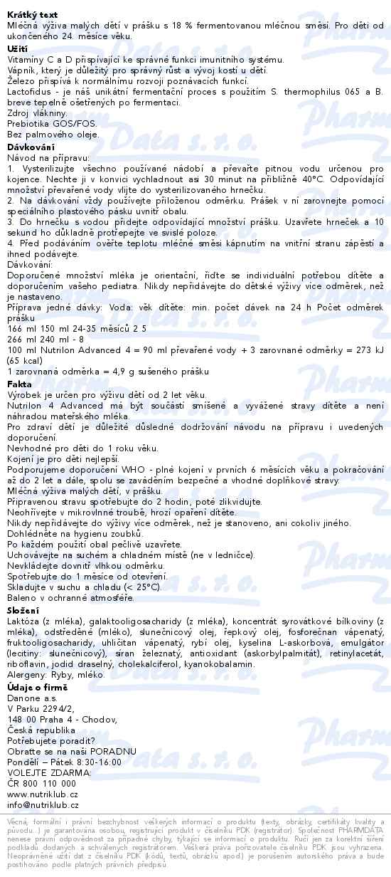 Nutrilon Advanced 4 2x500g - popis