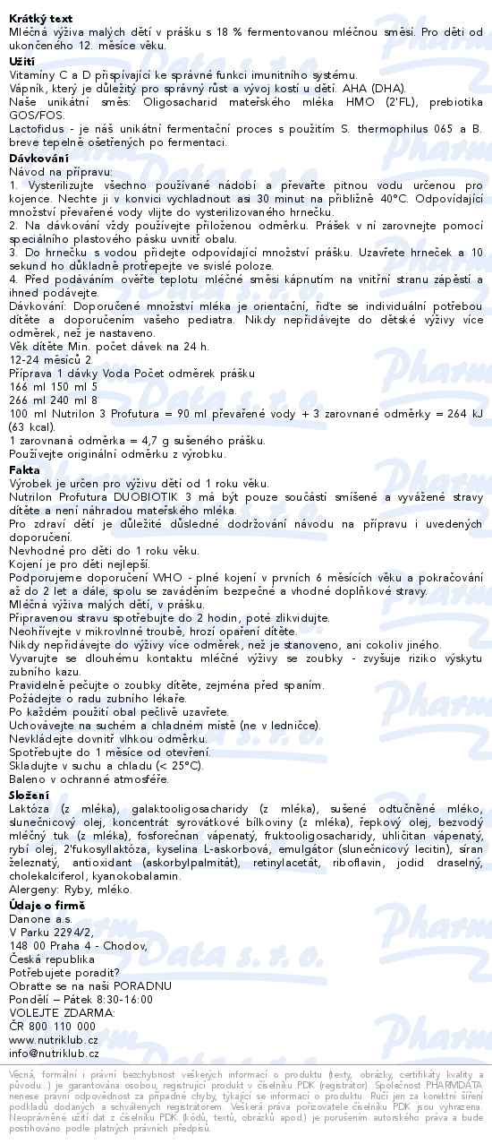 Nutrilon 3 Profutura Duobiotik 4x800g - popis