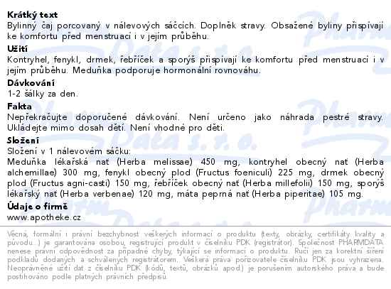 Apotheke Menses s drmkem čaj 20x1.5g - popis