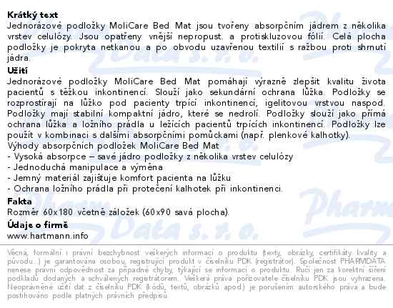 MoliCare Bed Mat inkontinenční podložky se záložkami 7k 60x180cm savost 1201ml 30ks - popis