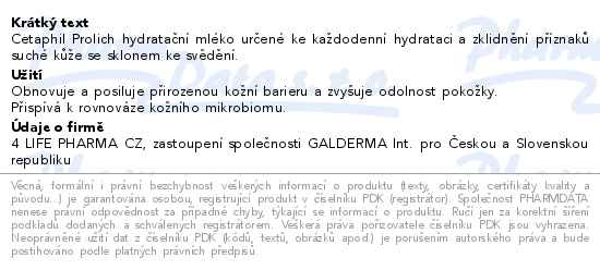 Cetaphil ProItch Control hydratační mléko 236ml - popis