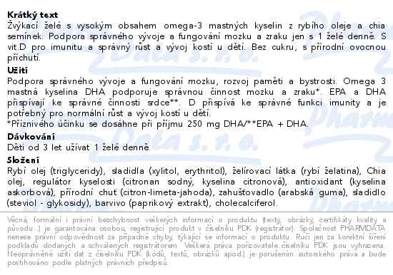 Naturevia Omega 3 Smart Kids 30 želé - popis