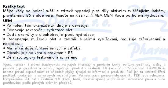 Nivea Men Hydrocare voda po holení 100 ml - popis
