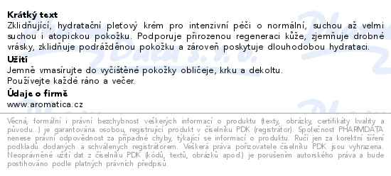 Aromatica Hydratační pleťový krém s ectoinem 50 ml - popis