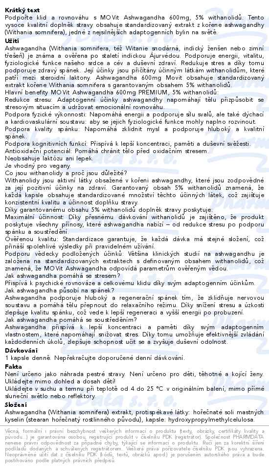 MOVit Ashwagandha 600mg 90 kapslí - popis