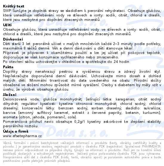 SWP SunLyte perorální roztok 8ks - popis