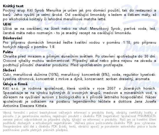 Kitl Syrob Meruňka s dužninou 500 ml - popis