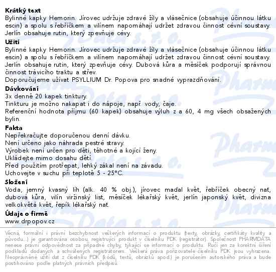 Dr.Popov originální bylinné kapky Hemorin 50 ml - popis