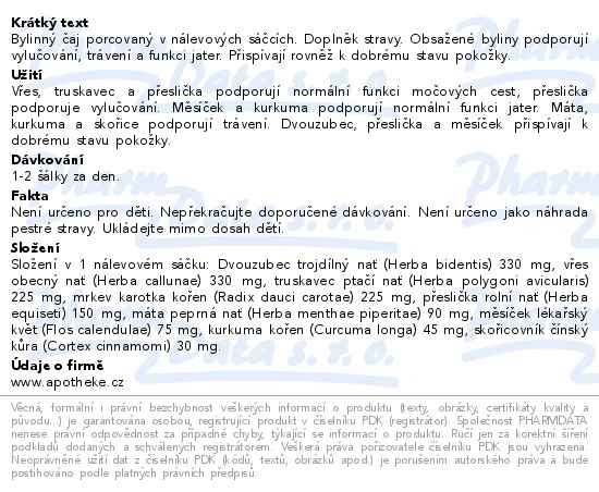 Apotheke Detox s kurkumou čaj 20x1.5g - popis