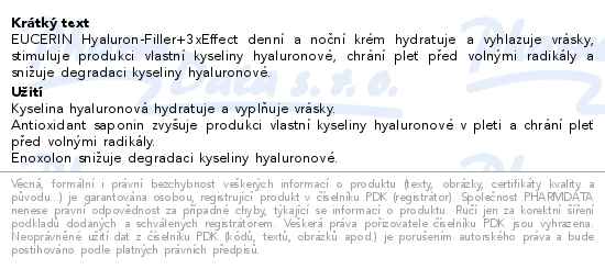 Eucerin Hyaluron-Filler+3x Effect denní krém SPF30 + noční krém 2x50ml PROMO 2026 - popis