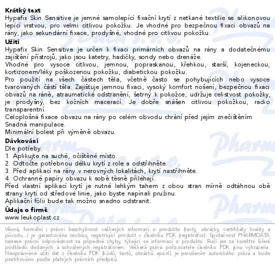 Leukoplast Hypafix Skin Sensitive fixační krytí 15cmx5m - popis