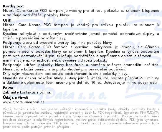 Nizoral Care Kerato PSO šampon 200 ml - popis