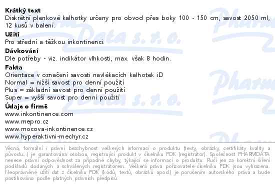 iD Sensitive Pants Super Large 12 ks - popis