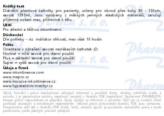 iD Discreet Pants Super  Medium 12 ks - popis