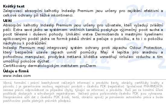 Kalhotky absorpční IndaSlip Premium 10+kapek Medium 20ks - popis
