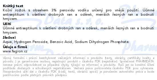 Peroxid vodíku 3% 100 ml Fagron - popis