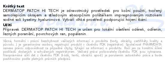 Dermatop náplasti hi tech 6x7cm 5ks - popis