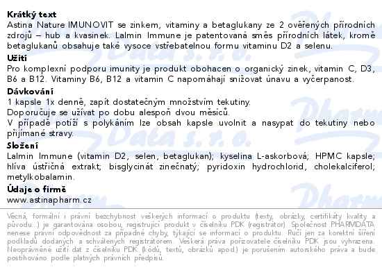 Astina Nature Imunovit Betaglukany 60 kapslí - popis