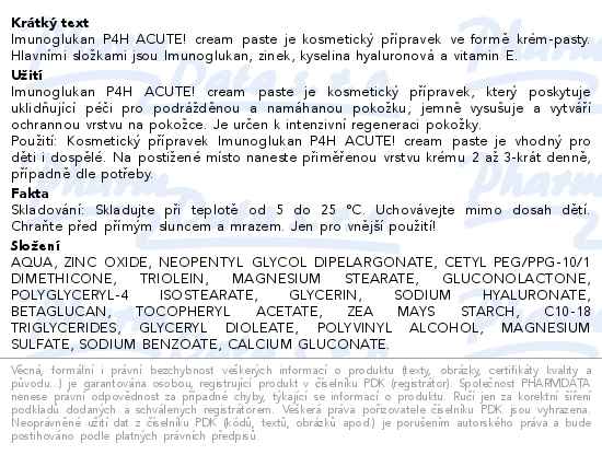 Imunoglukan P4H ACUTE! cream paste 10 ml - popis