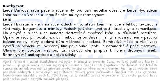Leros dárková sada péče o ruce a rty pro paní učitelku - popis