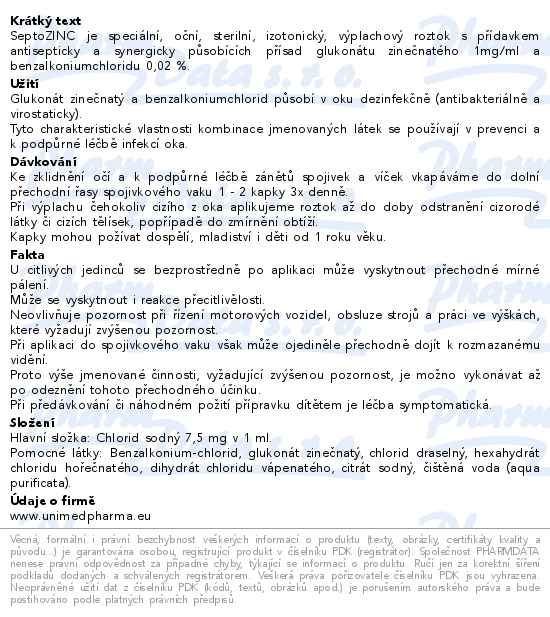 SeptoZinc oční kapky 10 ml - popis