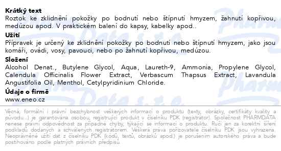 Roztok po bodnutí hmyzem roll-on 9x10ml ENEO - popis