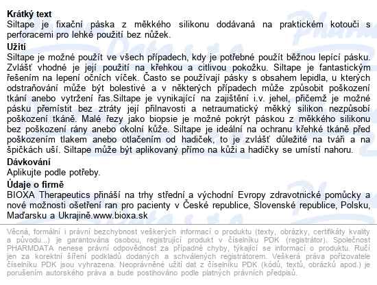 Siltape 2cmx3m Fixační Páska Silikonová Nesterilní - popis