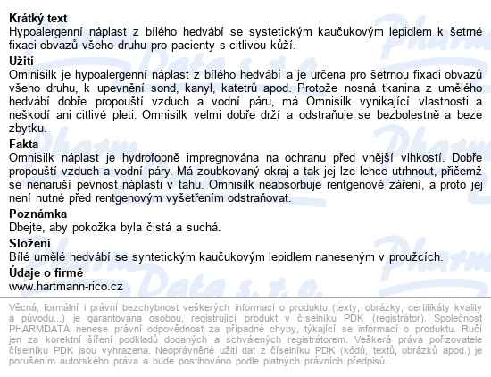 Náplast Omnisilk Bílé Hedvábí 2.5cmx9.2m/1ks - popis