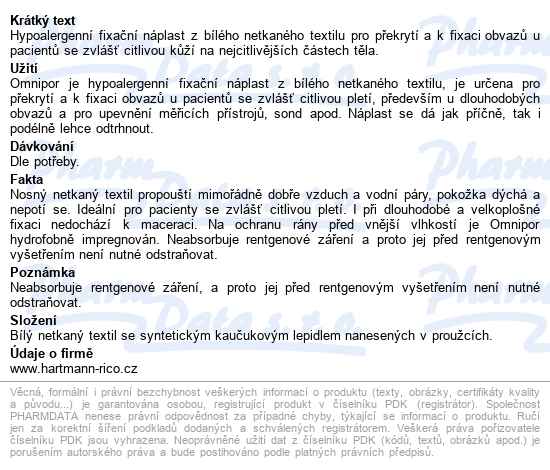 Náplast Omnipor Netkaný Textil 1.25cmx9.2m/1ks - popis