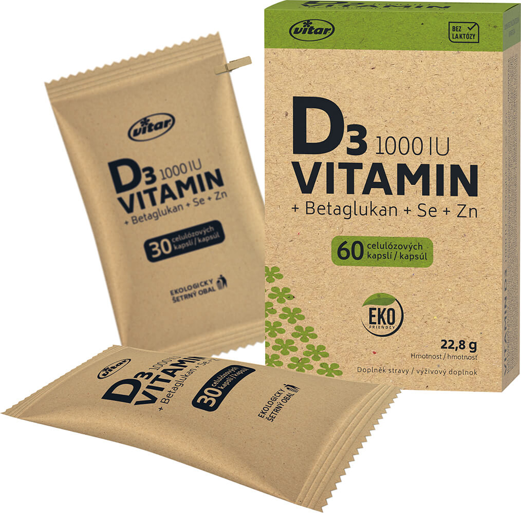 Vitar Vitamin D3 1000IU + betaglukan EKO 60 kapslí