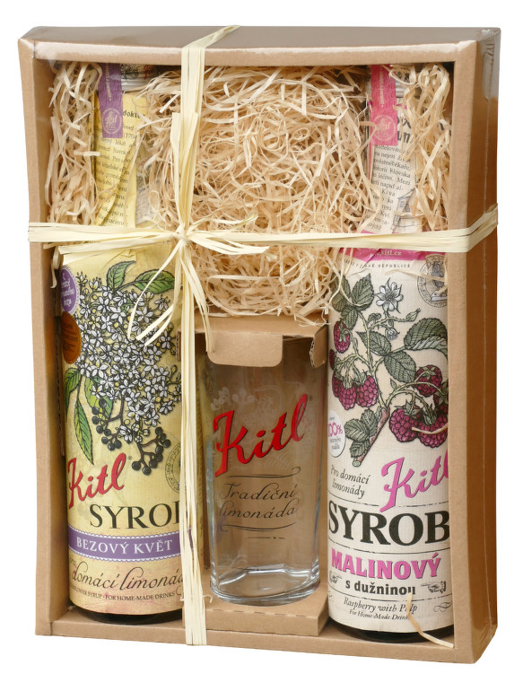Kitl Syrob Bez+malina 2x500ml + Sklenička
