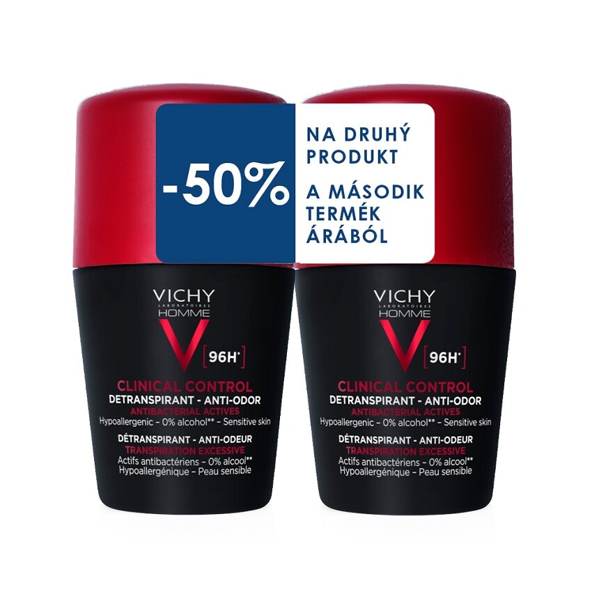 Vichy Homme 96h Detranspirant Duo balení 2x50 ml