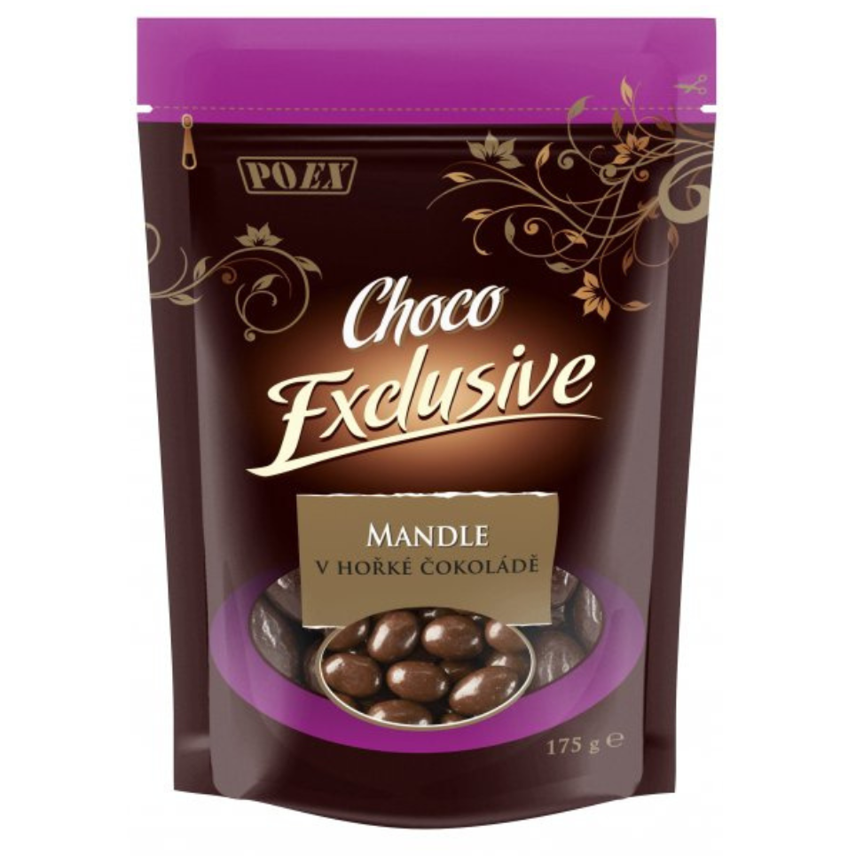 POEX Choco Exclusive Mandle v hořké čokoládě 175 g