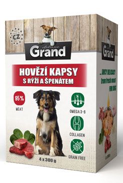 Grand kapsa Deluxe pes hovězí s rýží a špenátem 4x300g