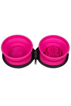 Cestovní dvojmiska slowfeeder růžová 700ml Kiwi