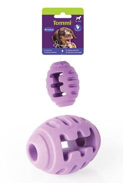 Hračka pes aroma rugby pamlskovník 8cm