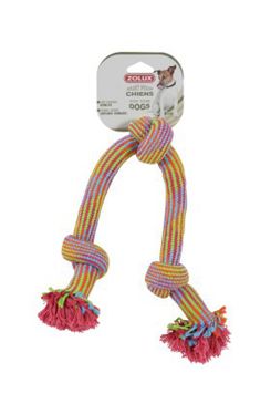 Hračka pes přetahovadlo barevné 3 uzly 48cm Zolux