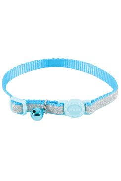 Obojek kočka Shiny nylon modrý 10mm/30cm Zolux