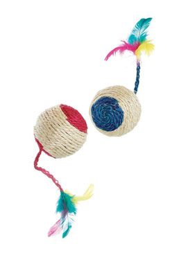 Hračka kočka míček sisalový 6cm různé barvy