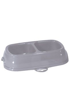 Miska plast dvojmiska kočka protiskluz 2x0,2l šedá Zolux