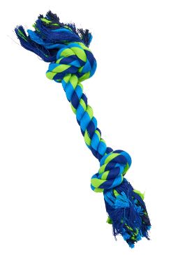 Hračka pes Buster dent rope 2 uzly modrá limetková 30cm M