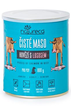 Natureca konzera hovězí s lososem pro psy 800g