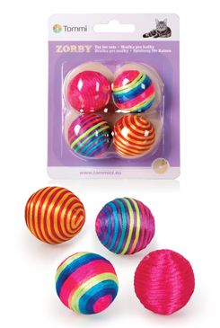 Hračka kočka míček Zorby duhové 4ks